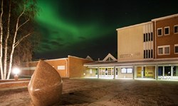 Northern Lights Above the University of Lapland Main Building