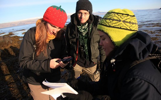 UC Westfjords Students in the Field Taking Measurements