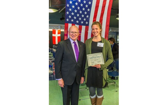 UAF student Carolyn Kozak with Admiral Robert Papp Jr., US State Department’s special representative for the Arctic