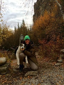 With “Behr Behr” the husky at the Lena Pillars, Yakutsk, Russia