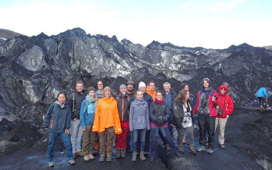Course participants during a field trip to Sólheimajökull glacier 