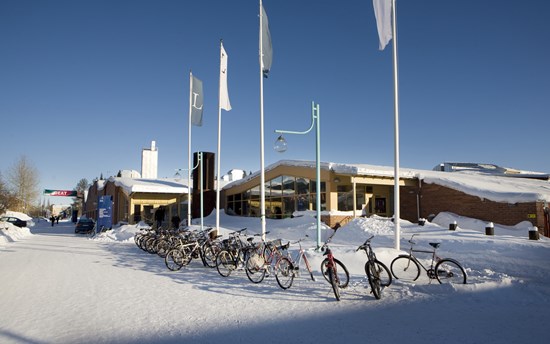 B house at campus Luleå in winter
