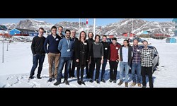 Cold Climate Engineering students and programme coordinators from Aalto, NTNU and DTU together at a conference i Sisimiut, Greenland, May 2018  PHOTO: Sabina Askholm Larsen
