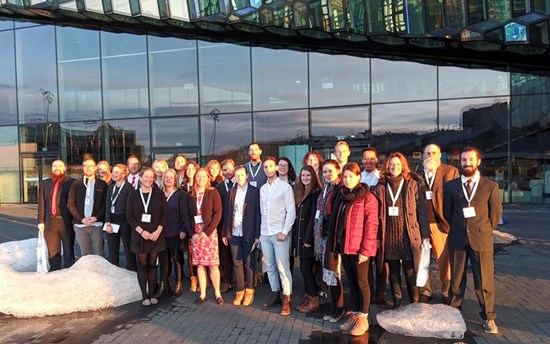 The student group in front of the Harpa Reykjavik Concert Hall and Conference Centre, which hosted the Arctic Circle Assembly.