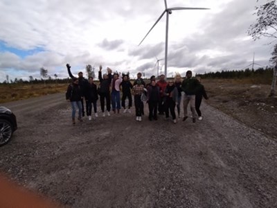 Visiting the wind farm at Piteå, Sweden, site of over 1000 wind turbines. Arctic Academy 2022.