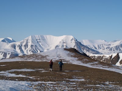 Kristen Peck hiking in Svalbard