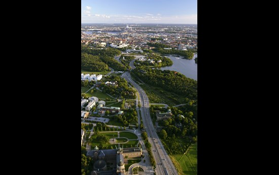 Stockholm University (Frescati and Kräftriket campuses) with Stockholm city centre in the background