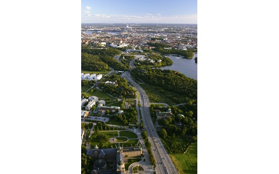 Stockholm University (Frescati and Kräftriket campuses) with Stockholm city centre in the background