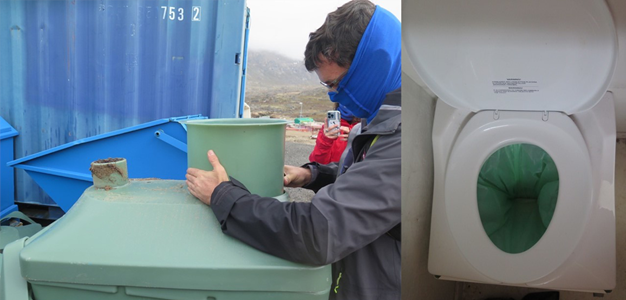 Two different dry toilet solutions: one from Finland (Pikkuvihreä, left) and one from Sweden (Pacto, right)
