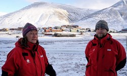 Hanne Christiansen and Marius Jonassen in Longyearbyen, Svalbard
