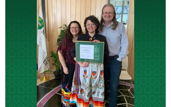 Michayla Quinn (centre) is a graduate student studying community health and epidemiology at the University of Saskatchewan's College of Medicine