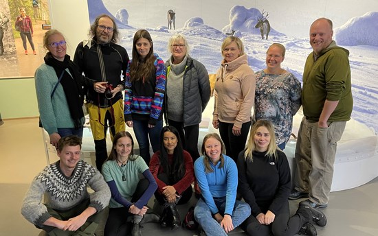 The students and professors at the Pyhä-Luosto National Park Visitor Centre.