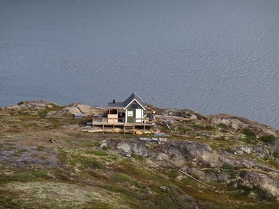 Lillehytte, 'little hut' in Danish, along the fjord.